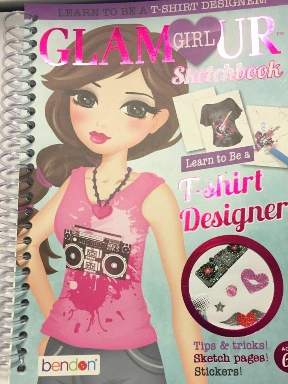 Glamour Girl T-Shirt Designer Crafts Sketchbook Bendon For Ages 6+ Stickers Tips